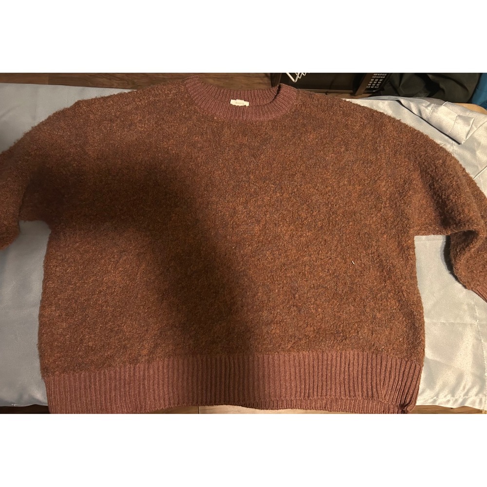 ana A New Approach Rust Brown Boucle Knit Crewneck Sweater 2X Woman